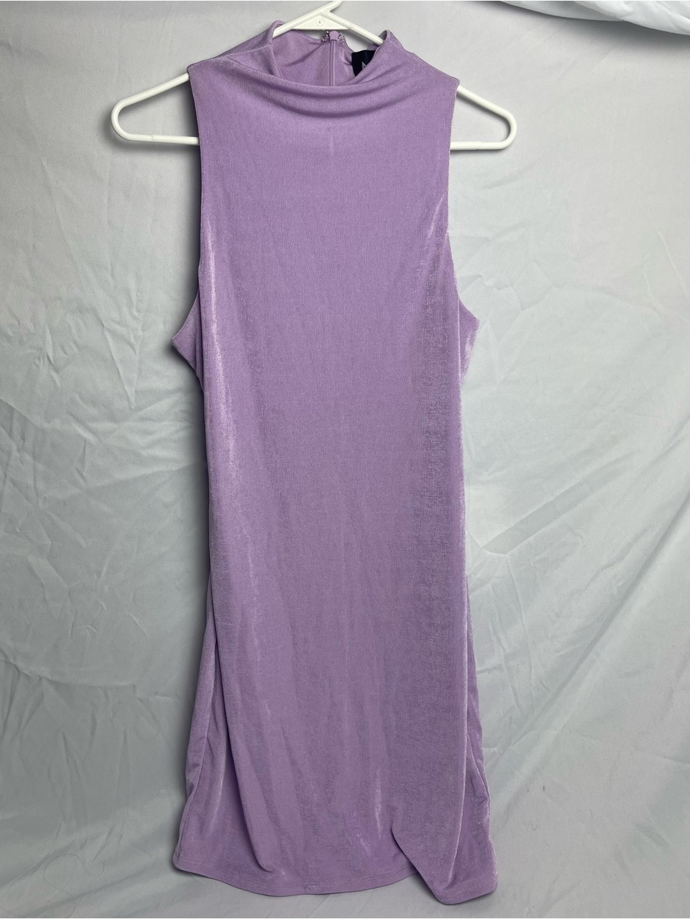 Sleeveless Mock Neck Velvet Dress - Lavender